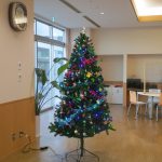 大きなクリスマスツリーが交流ホールに置かれている